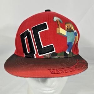 DC Minecraft Cap Adult Snapback Black Red Flat Bill Fun Graphic Hat Washington